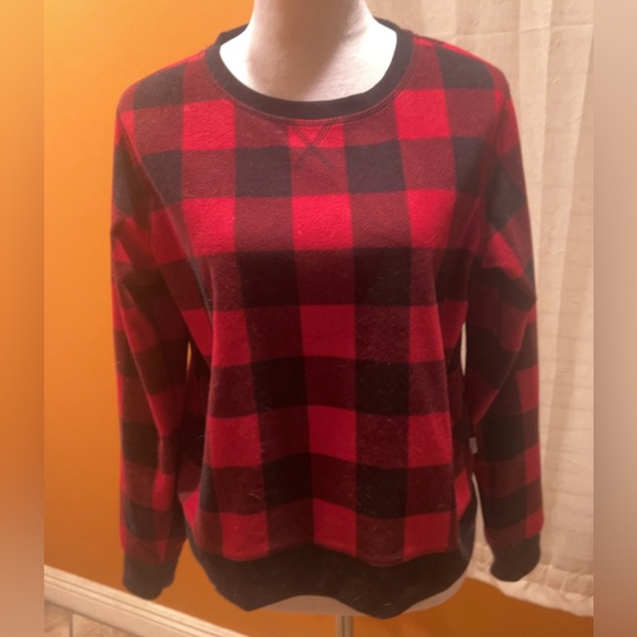 Eddie Bauer | Women’s Check Buffalo Plaid Red  Black Sweater Top Size Medium - Picture 8 of 8
